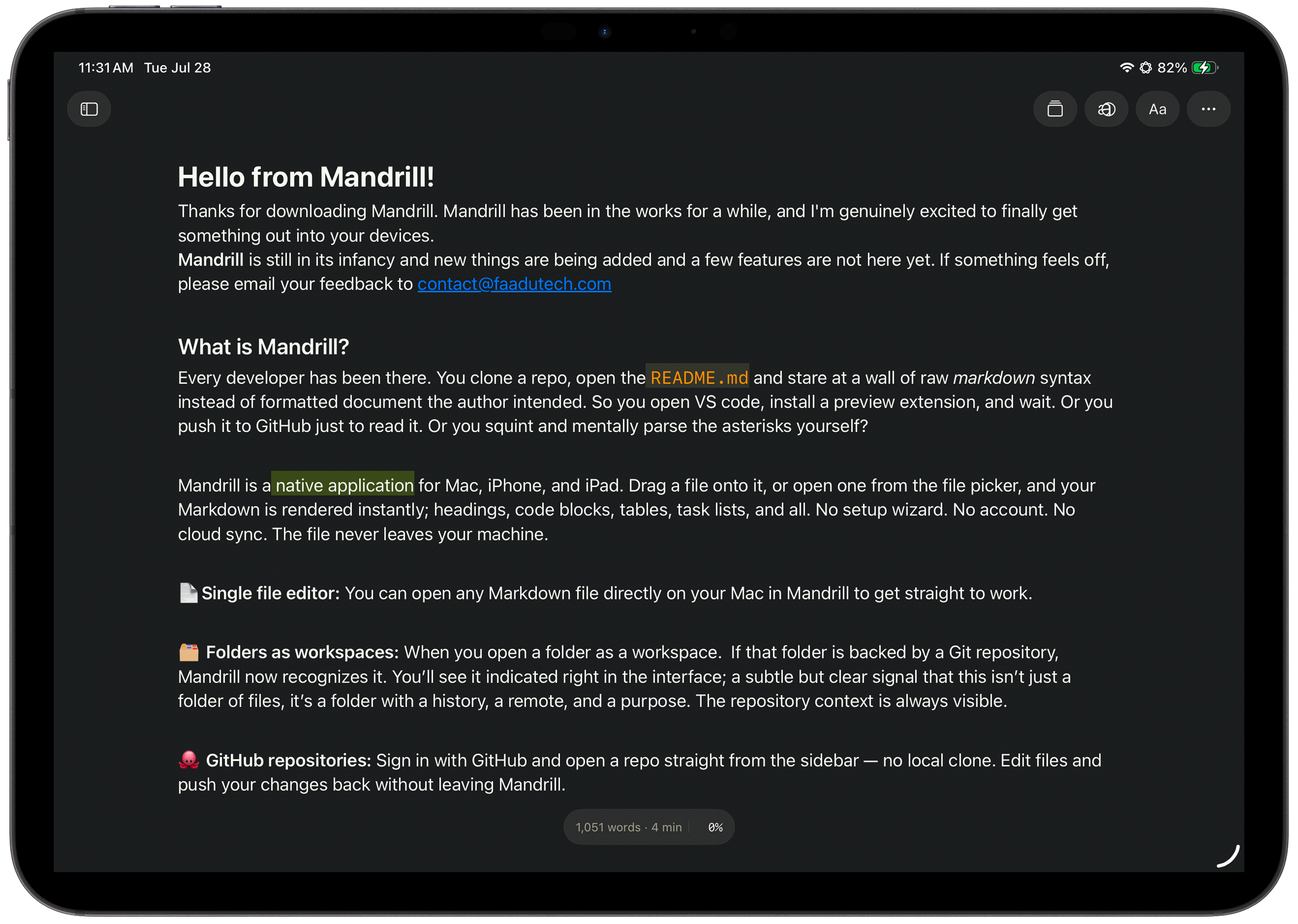 Mandrill for iPad — new themes