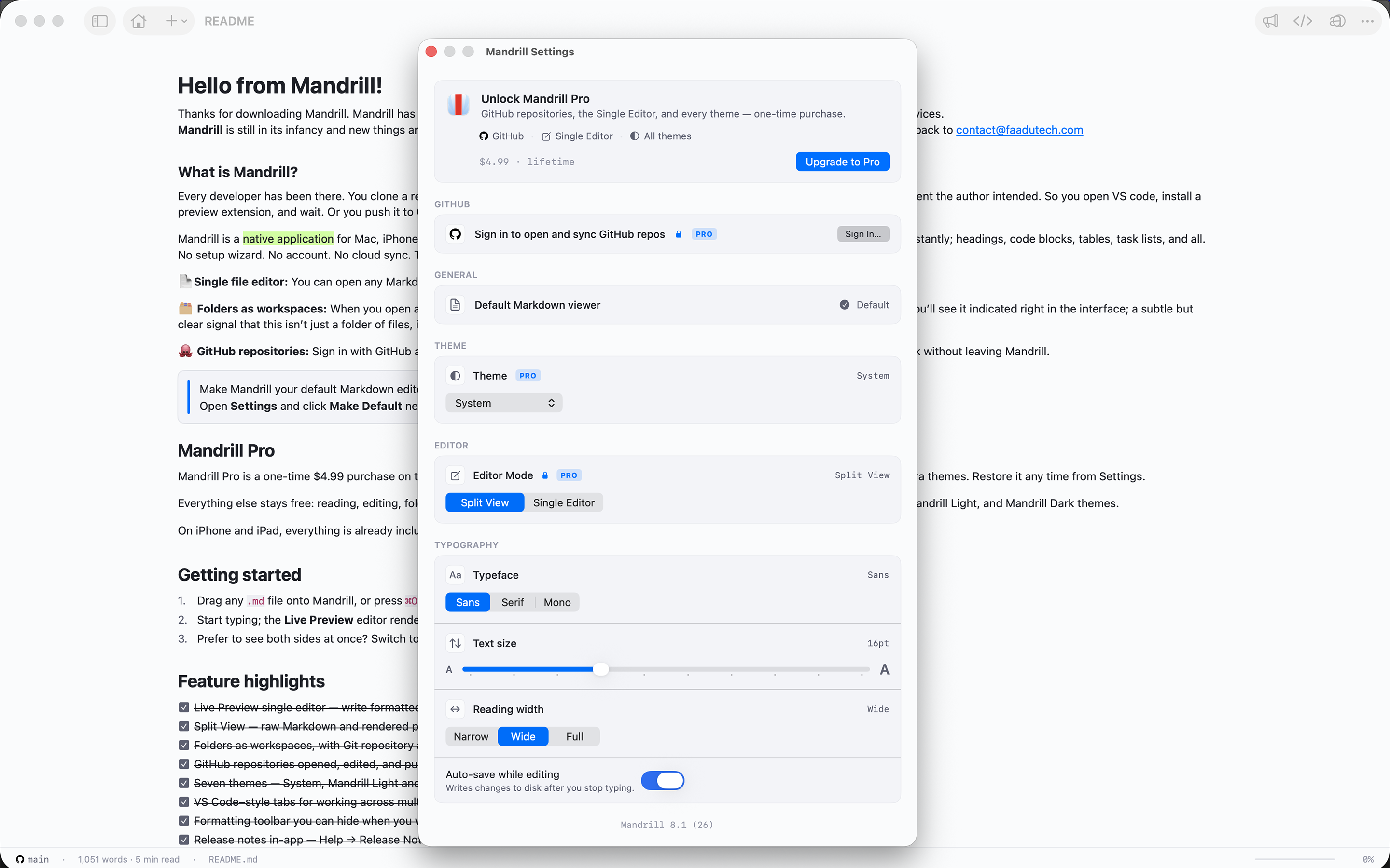 Mandrill Pro — GitHub, Single Editor, and four new themes
