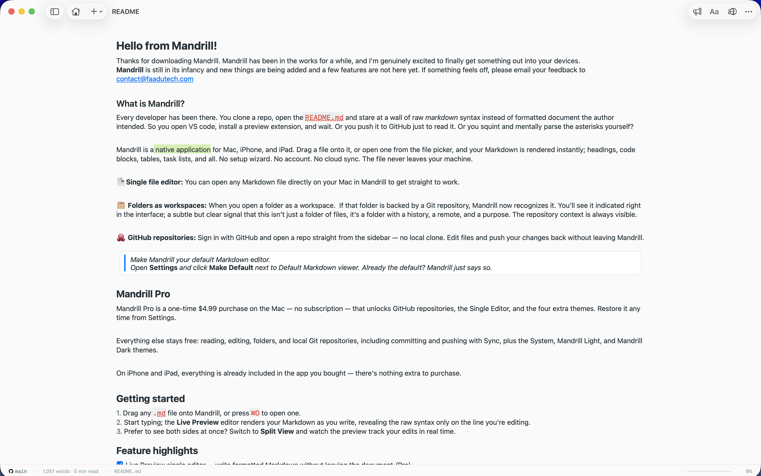 Mandrill Single Editor mode